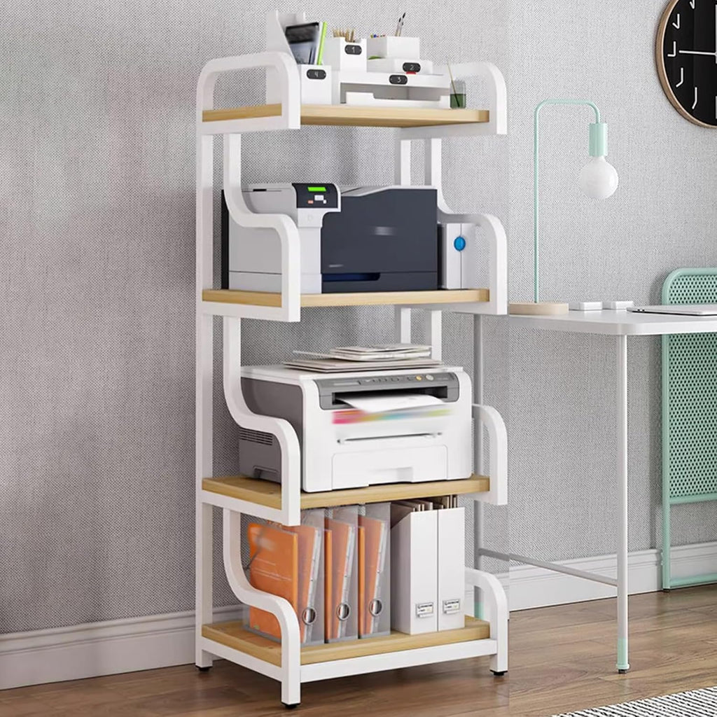Light Wood Record Player Stand - Floor-Standing Audio Equipment Rack for DVD/Game Console/Projector Storage, Stylish White Stereo Component Shelf