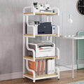 Light Wood Record Player Stand - Floor-Standing Audio Equipment Rack for DVD/Game Console/Projector Storage, Stylish White Stereo Component Shelf