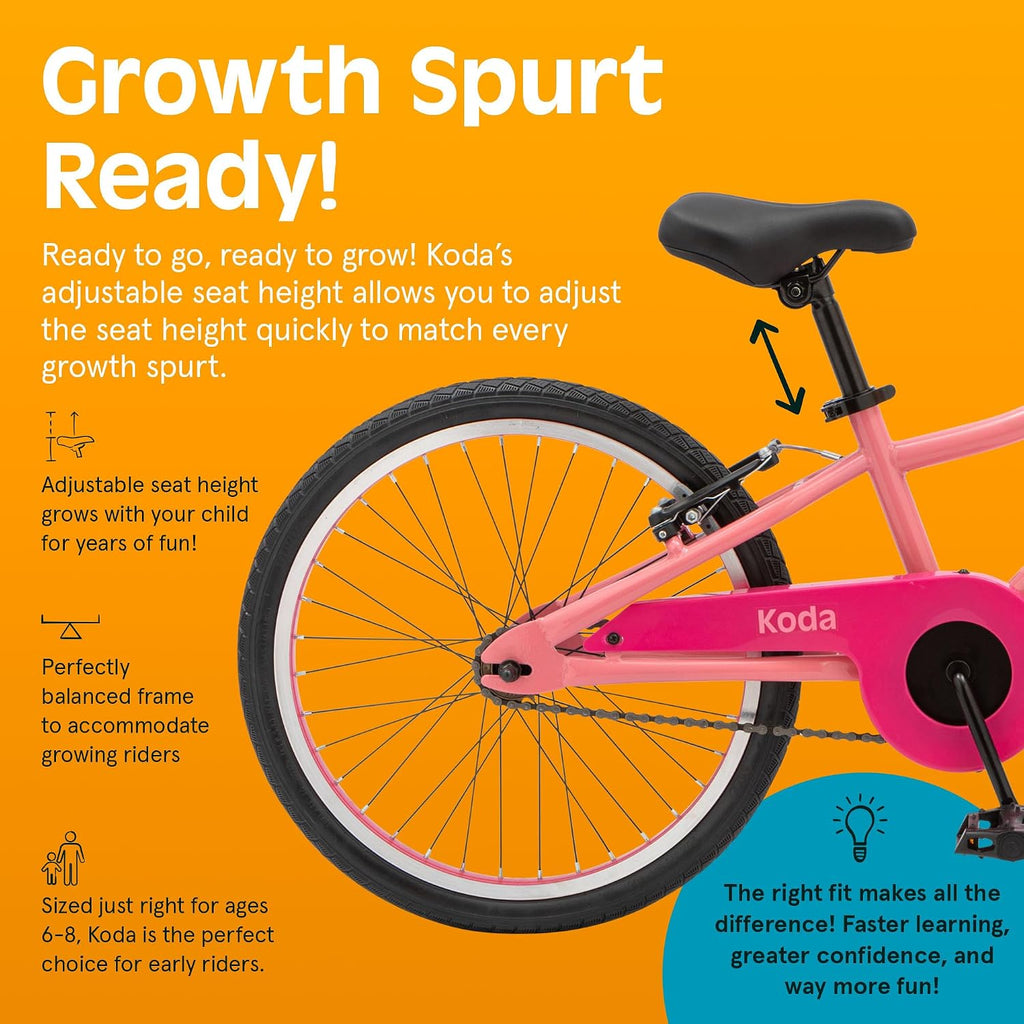 Retrospec Koda Plus Kids Bike for Boys & Girls Ages 6-8 Years - Children's Bicycle, Adjustable Seat & Handlebars