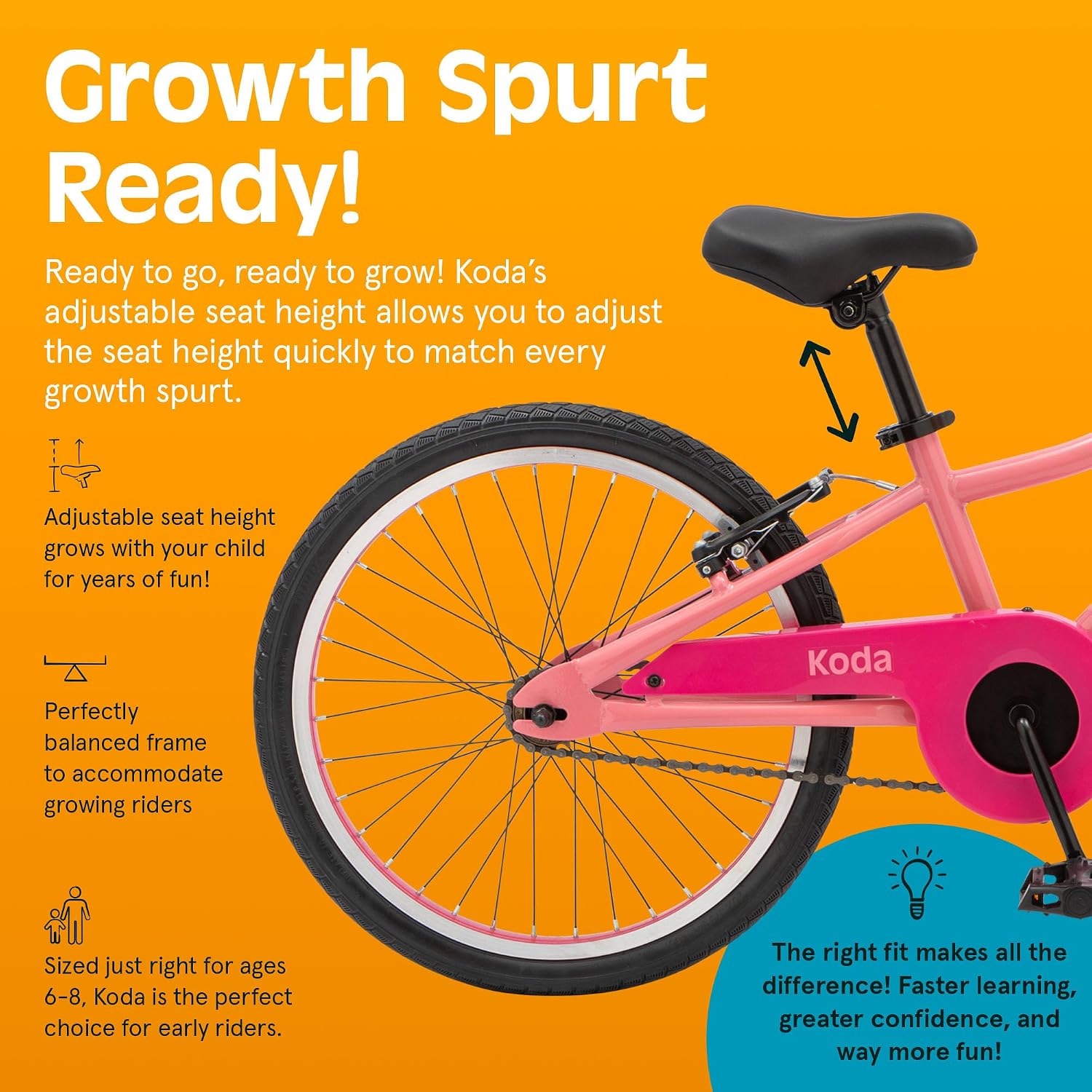 Retrospec Koda Plus Kids Bike for Boys & Girls Ages 6-8 Years - Children's Bicycle, Adjustable Seat & Handlebars