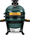 Upgraded 13 inch Ceramic Kamado Grill with Waterproof Air Vent Cap | Portable Tabletop Charcoal BBQ Grill Smoker for Outdoor Cooking, Patio, Camping | Green
