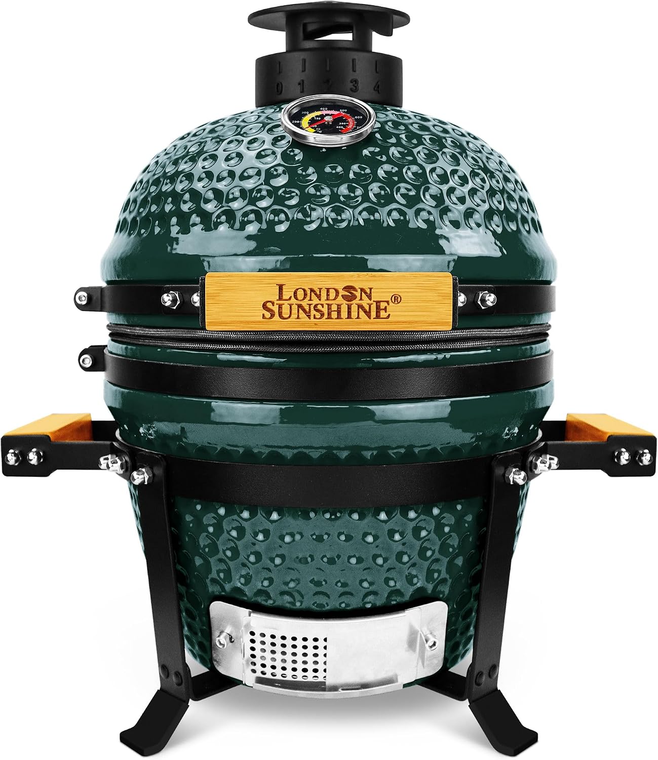 Upgraded 13 inch Ceramic Kamado Grill with Waterproof Air Vent Cap | Portable Tabletop Charcoal BBQ Grill Smoker for Outdoor Cooking, Patio, Camping | Green
