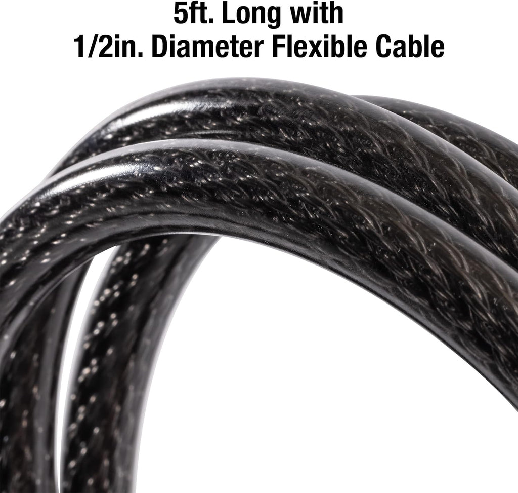 Master Lock Black Set Your Own Combination Bike Lock, Metal Cable_Lock has a Weather Resistant Vinyl Coating for Outdoor Durability, 5 Feet Long, 8370D (Pack of 6)