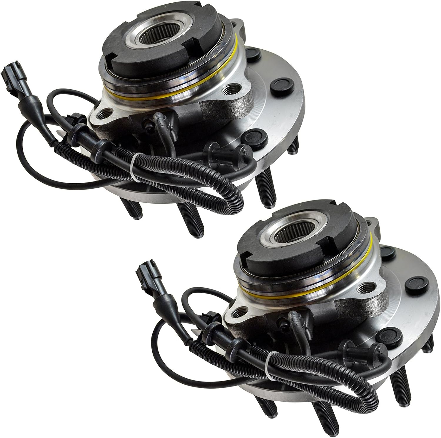 TRQ Front Left and Right Wheel Bearing and Hub Assembly Set 2 Piece Compatible with 03-04 Ford F-250 Super Duty 4WD 03-04 F-350 Super Duty 4WD M14x1.5 Fine Thread Wheel Studs Single Rear Wheels SRW