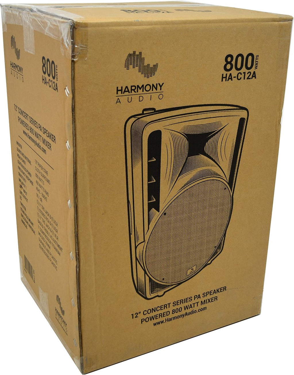 Harmony Audio HA-C12A Pro DJ Concert Series 12' Powered 800W PA Speaker Cabinet