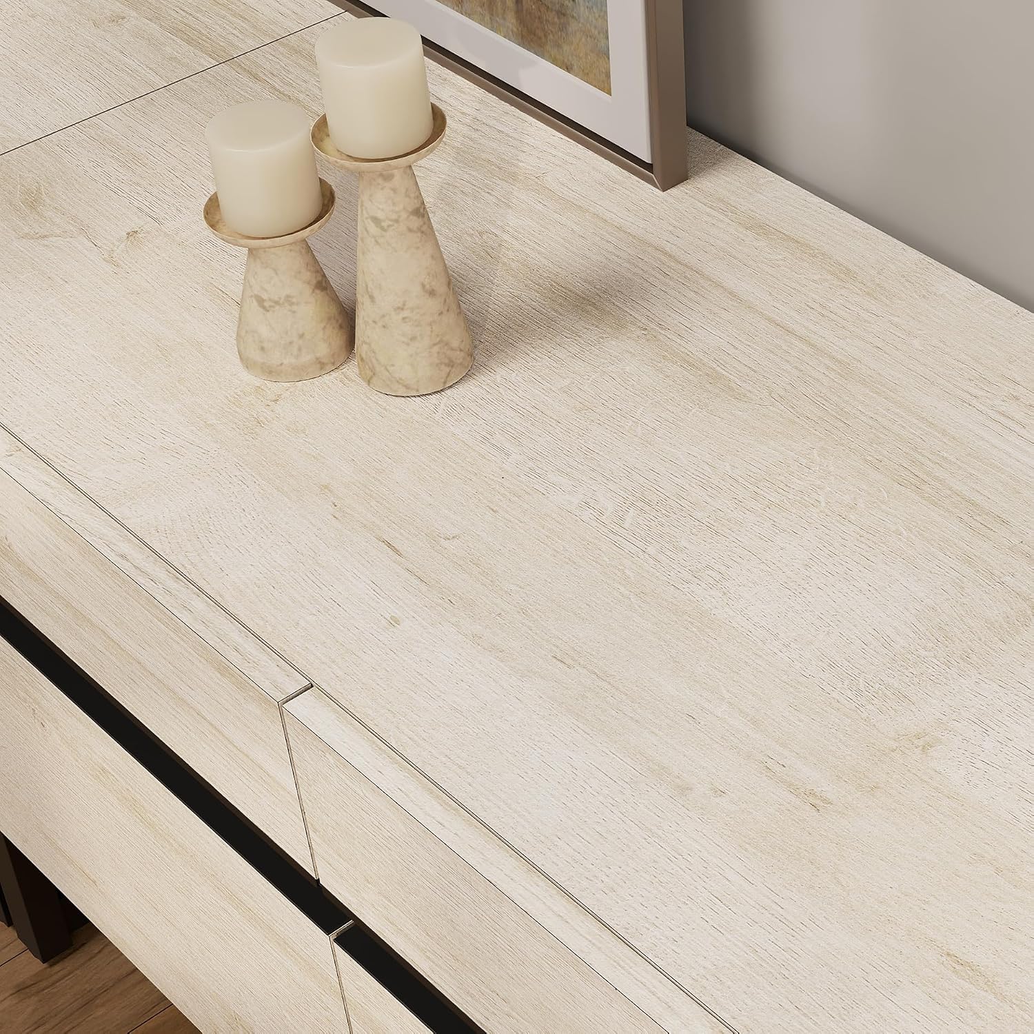 WAMPAT Modern TV Stand for 50-75 Inch TVs, Wood Entertainment Center with Metal Base Storage Cabinets, Media TV Console for Living Room, Light Oak, 2Pcs