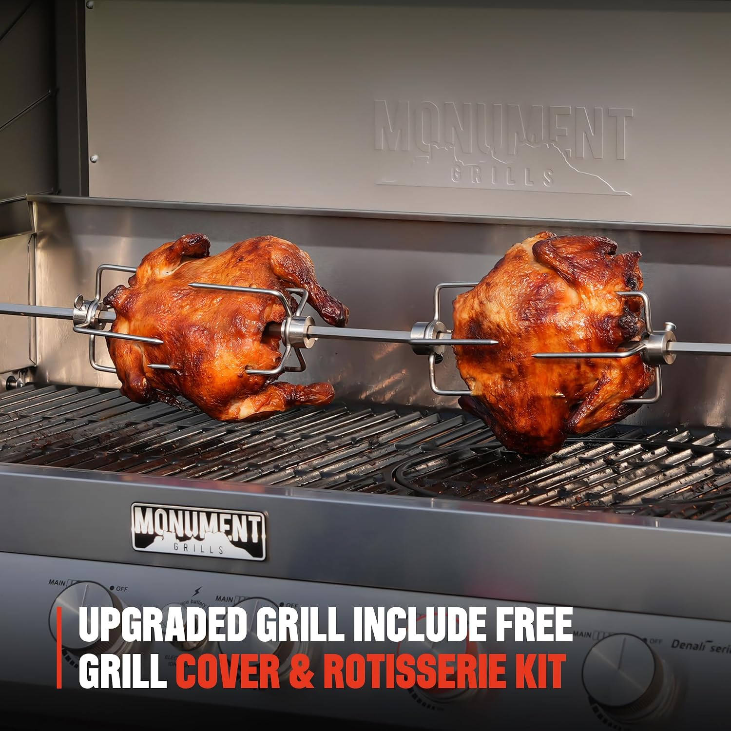 Monument Grills 6+1 Burner Smart Tech Propane Gas Grill, Denali 605Pro Stainless Steel Grill 78,000 BTU Outdoor Garden Barbecue Grill with Side Sear Burner, Cooking Plate, Cover and Rotisserie Kit