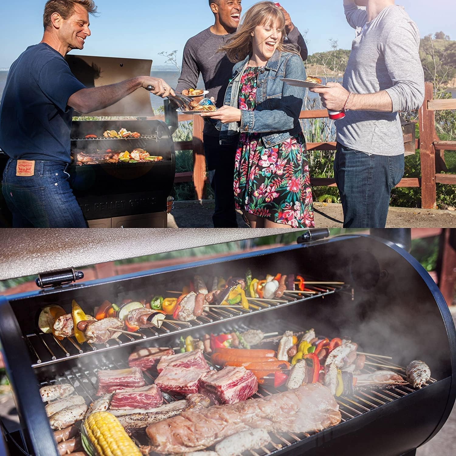 Z GRILLS ZPG-7002B Newly Upgrade Wood Pellet Grill & Smoker, 8 in 1 BBQ Grill Auto Temperature Controls, inch Cooking Area, 700 sq in Black