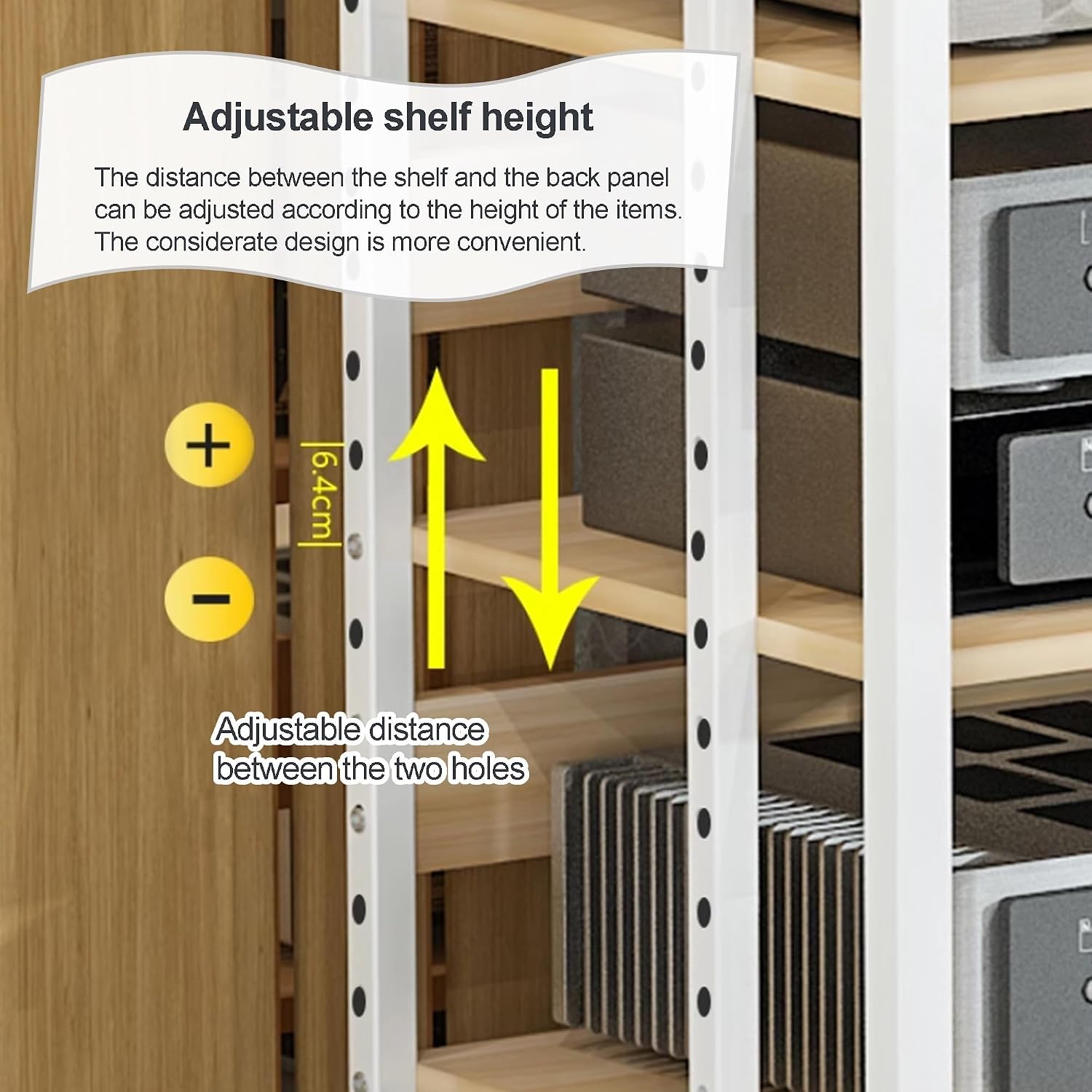AV Media Stand - Audio Video Shelving Rack with Wheels, Open Storage Cabinet for Home, Office & Theater - Stereo Tower Console for Recording Room (Black, 50x42.5x70cm)