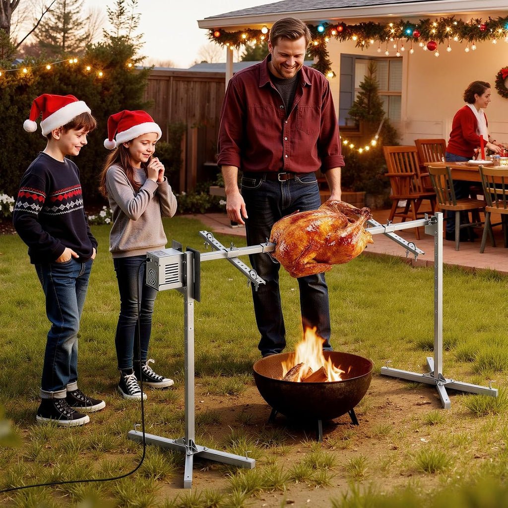 VEVOR Rotisserie Grill, 52in Electric Rotisserie Grill Kit 8 Level Height, BBQ Grills Rotisseries Kit with 132 lbs Load Capacity, Asador de Puerco, Stainless Steel Automatic Grilling Kits for Parties