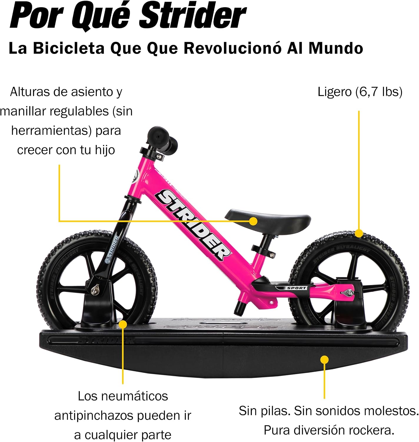 Strider Sport 2-in-1 Rocking Bike - Helps Teach Baby How to Ride a Balance Bicycle - for Kids 6 Months to 4 Years - Easy Assembly & Adjustments
