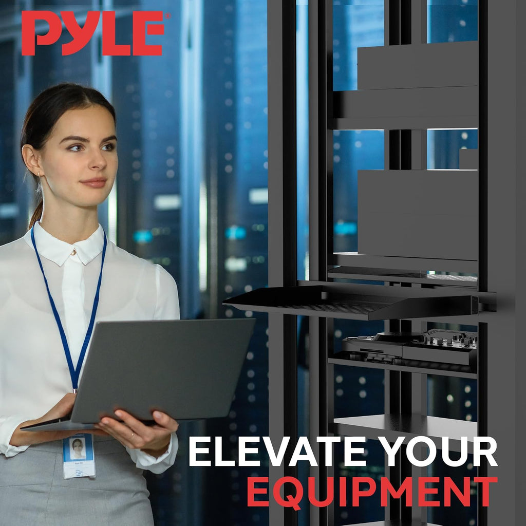 Pyle 19-Inch 1U Server Rack Shelf - 10 pcs. Vented Metal Shelves for Optimal Airflow, Wall or Rack MountableSupports up to 110 lbs, 17 x 10' Shelf Tray for Cabinets, Computers & Network Equipment