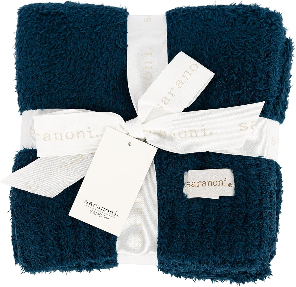Saranoni Bamboni Luxury Throw Blanket | Oversized Super Soft Plush Home Decorative Comfy Blankets for Couch or Bed | Nautical Blue - X-Large 60' x 80'