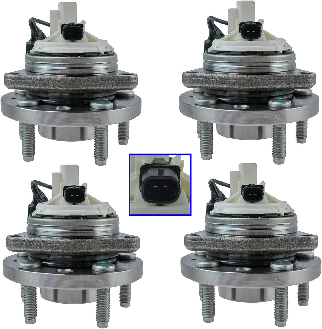 TRQ Front and Rear Wheel Bearing and Hub Assembly Set 4 Piece Compatible with 2006-2009 Pontiac Solstice 4 Wheel ABS 2007-2010 Saturn Sky