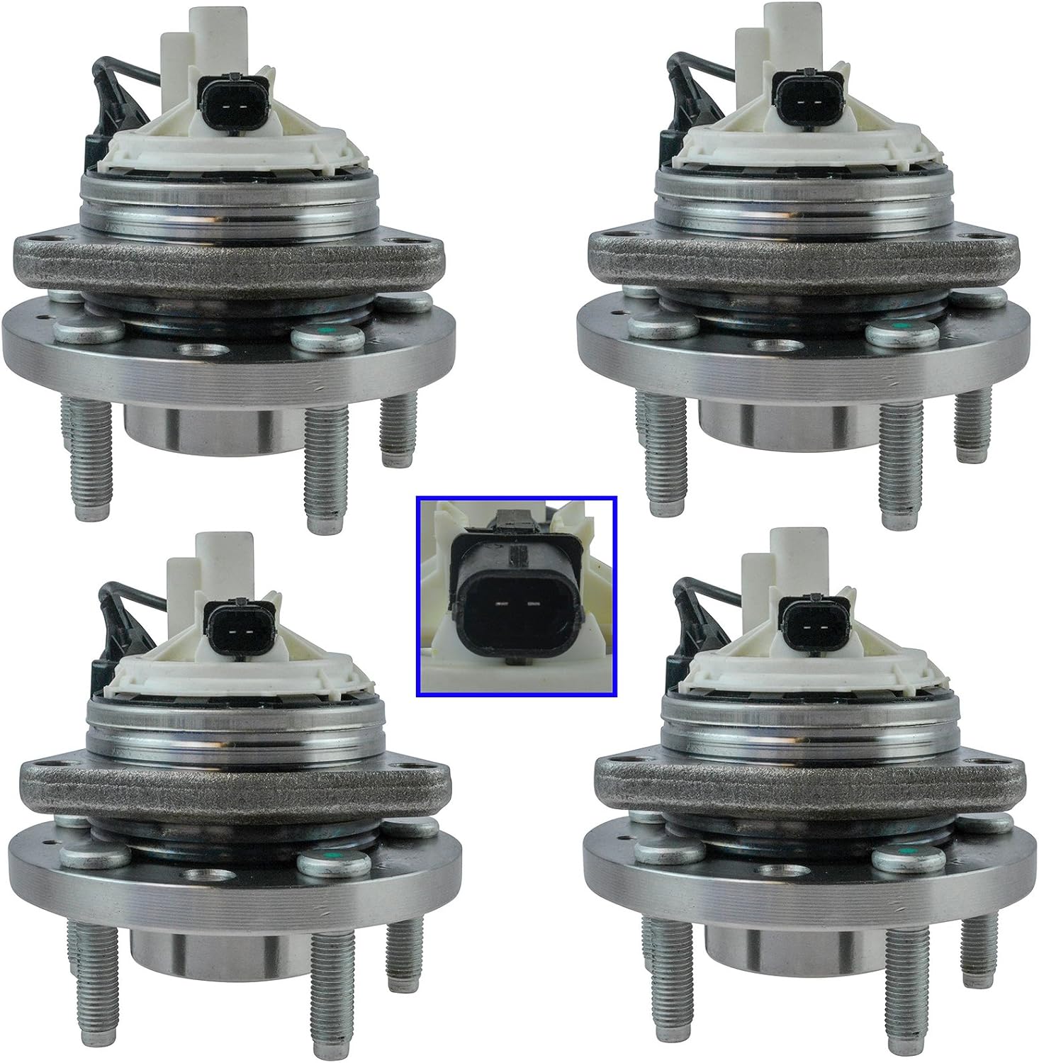 TRQ Front and Rear Wheel Bearing and Hub Assembly Set 4 Piece Compatible with 2006-2009 Pontiac Solstice 4 Wheel ABS 2007-2010 Saturn Sky