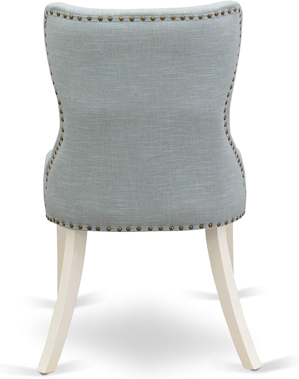 East West Furniture DLSI3-WHI-15 3 Piece Dining Room Furniture Set Contains a Round Dining Table with Dropleaf and 2 Baby Blue Linen Fabric Upholstered Chairs, 42x42 Inch, Linen White