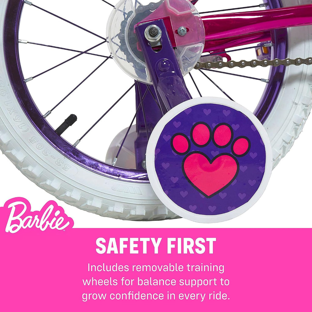 Dynacraft Barbie 12, 16, 18-inch Girls' Bike for Kids Ages 3-9 Years - Fun and Stylish Design, Sturdy and Durable, Perfect for Kids Learning to Ride, Easy to Assemble, Ideal for Young Riders