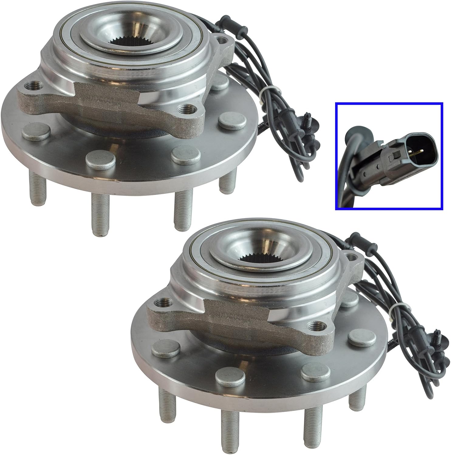 TRQ 2 Piece Front Wheel Bearing & Hub Assembly Set Compatible with 2012-2013 Ram 2500 2012-2014 3500