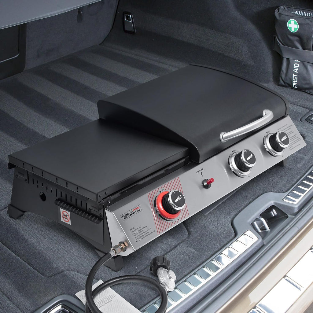Royal Gourmet PD1305H 3 Burner Propane Gas Grill and Griddle Combo with Lid, 3-in-1 Grill Griddle Combo with 29,000 BTUs Output for Outdoor Cooking, 364 Sq. In. Cooking Area, Silver & Black