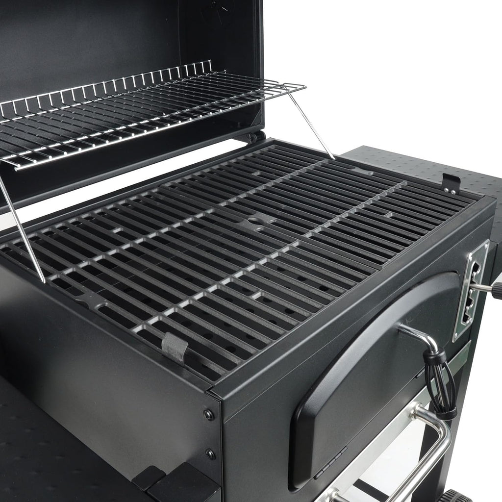 Grill Boss 24 Inch Charcoal BBQ Grill with Side Shelves, Built-In Thermometer, Black
