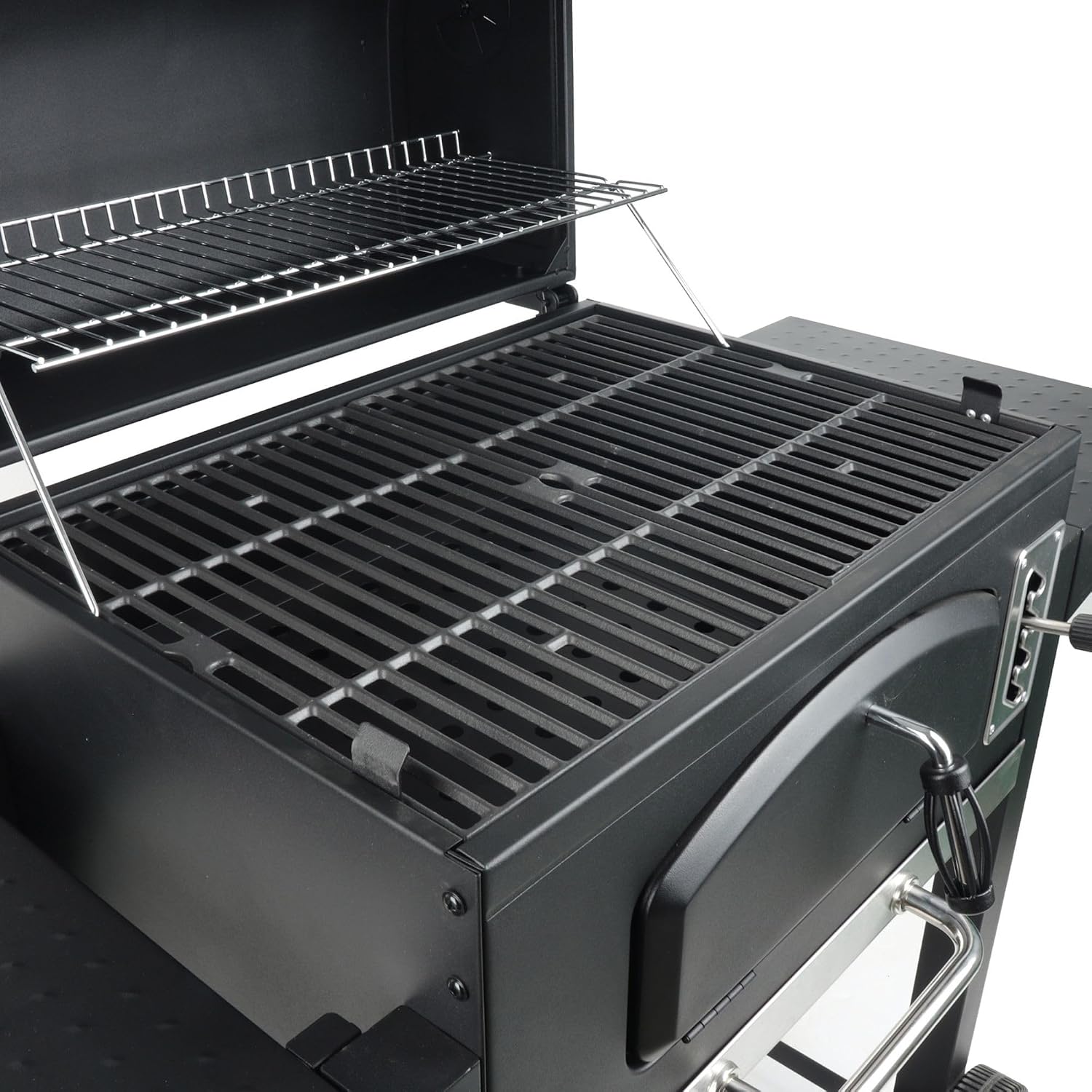 Grill Boss 24 Inch Charcoal BBQ Grill with Side Shelves, Built-In Thermometer, Black