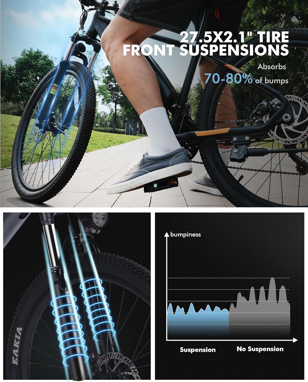 Qlife Electric Bike for Adults/Teens Racer-28MPH 21-Speed Peak 1200W Brushless Motor Adult Electric Bicycles, 48V 10.4Ah Removable Battery Mountain Ebike, Up to 55 Miles, 27.5X2.1 Tire E Bike