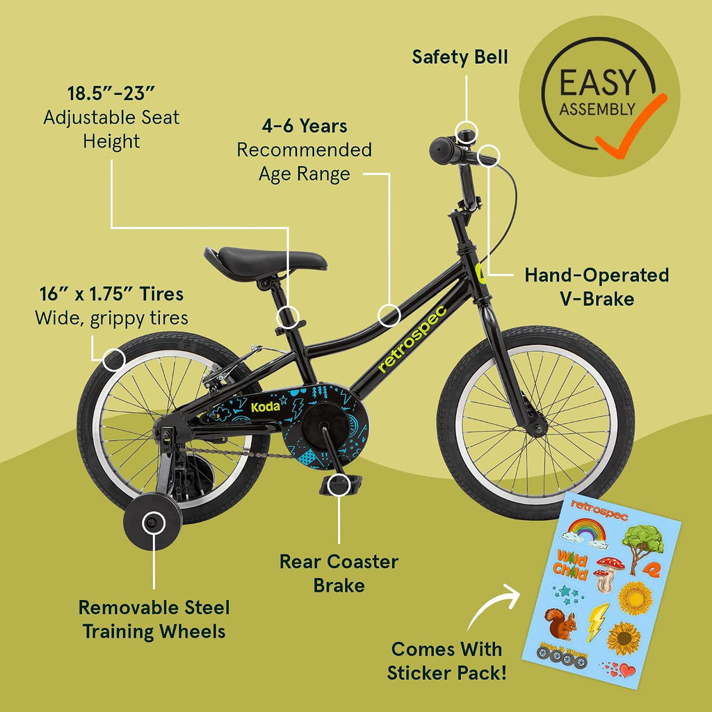 Retrospec Koda Plus Kids Bike for Boys & Girls Ages 4-6 Years - Children's Bicycle, Adjustable Seat & Handlebars