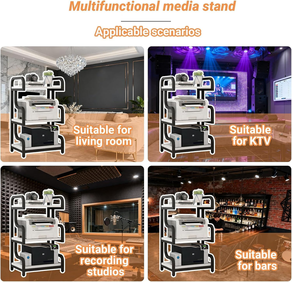 3-Tier Audio Video Media Stand - AV Tower Rack for Stereo Equipment, Ideal for KTV, Game Room & Living Room - Stylish Audio Cabinet with Ample Storage