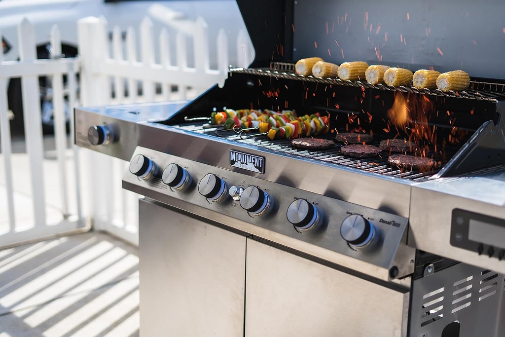 Monument Grills Denali Series, 6+1 Convertible Natural Gas Smart bbq Grill, 6 Burners & 1 Side Burner Stainless Steel Denali 605 with Smart Technology, Knob Controls (Without Conversion Kit)