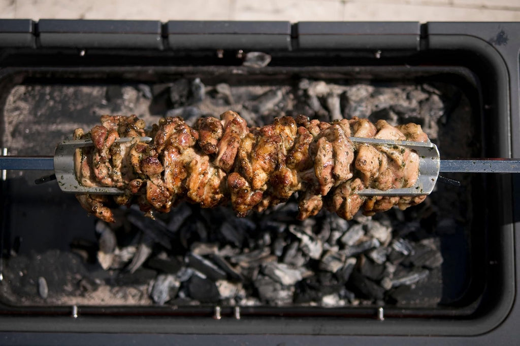 Everdure by Heston Blumenthal HUB 54-In. Charcoal Grill With Patented Built-in Rotisserie System & Quick Electric Ignition, Outdoor BBQ, Electric Starter, Adjustable Height, Easy Clean-Up, Matte Black