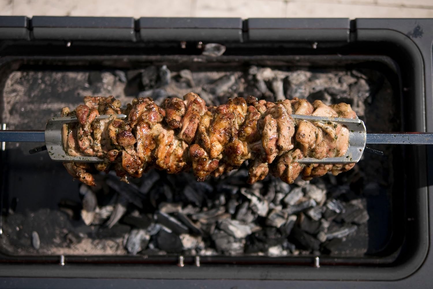 Everdure by Heston Blumenthal HUB 54-In. Charcoal Grill With Patented Built-in Rotisserie System & Quick Electric Ignition, Outdoor BBQ, Electric Starter, Adjustable Height, Easy Clean-Up, Matte Black