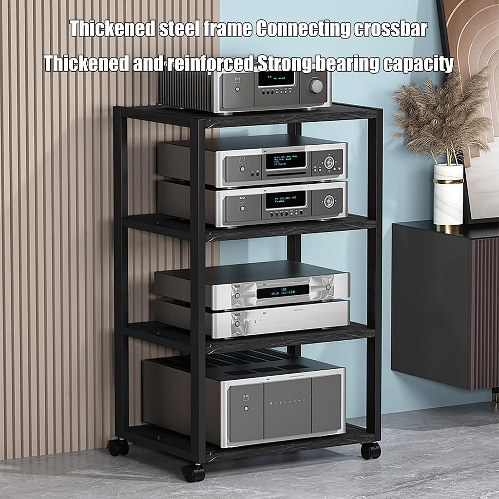 Adjustable 25 Tier Stereo Stand & Audio Cabinet Corner Media Console for Tv Gaming Equipment Small Entertainment Center with Shelvesmodern Home Furniture,Black,50x40x49cm