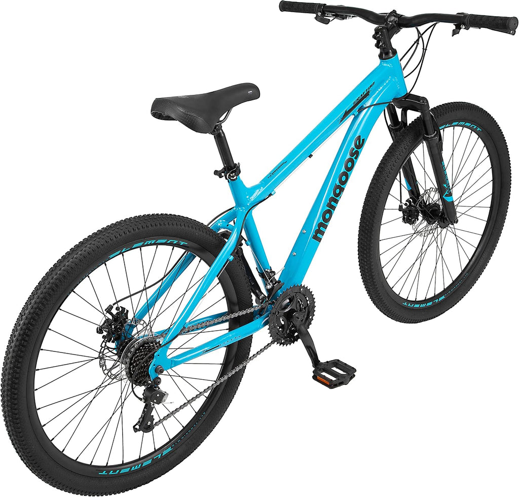 Mongoose Grafton Mountain Bike, 21 Speed, Aluminum Frame, Knobby Mountain Tires, Suspension Fork, Trigger Shifters, Mechanical Disc Brakes | Trigger Shifter, Aluminum Frame, Front Suspension