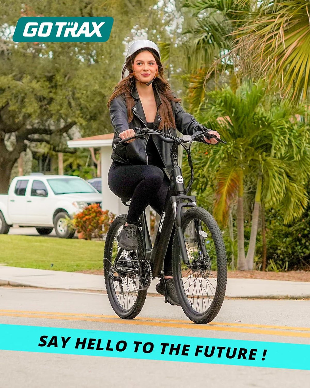 Gotrax Dolphin 26' Electric Bike, Max Range 30Miles(Pedal-assist1) & 20Mph Power by Peak 500W, 5 Pedal-Assist Levels & Front Suspension, 7-Speed&Boost Mode, City E-Bike for Adult, Step-Thru Bicycle