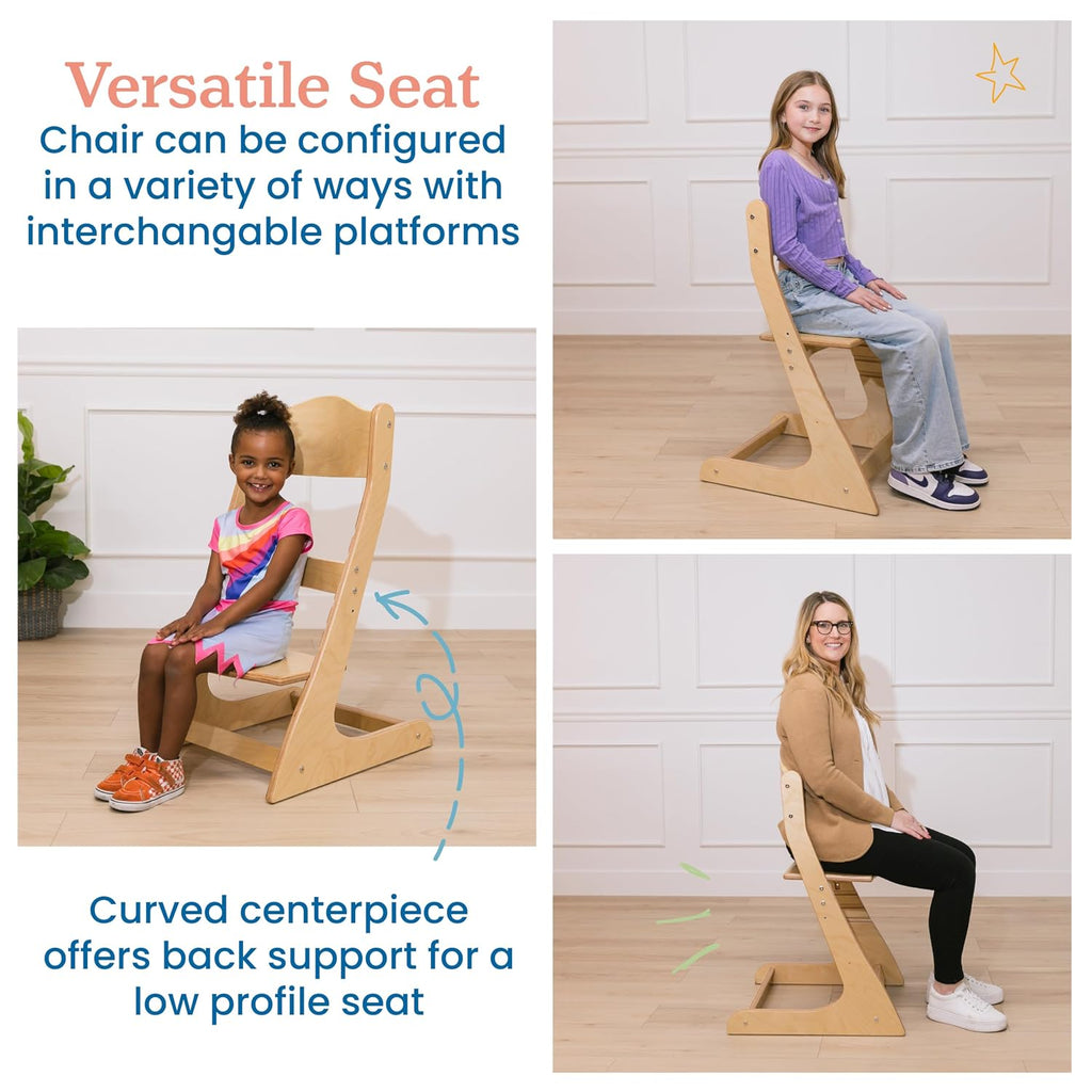 ECR4Kids Grows with Me Chair, Transitional Chair, Natural