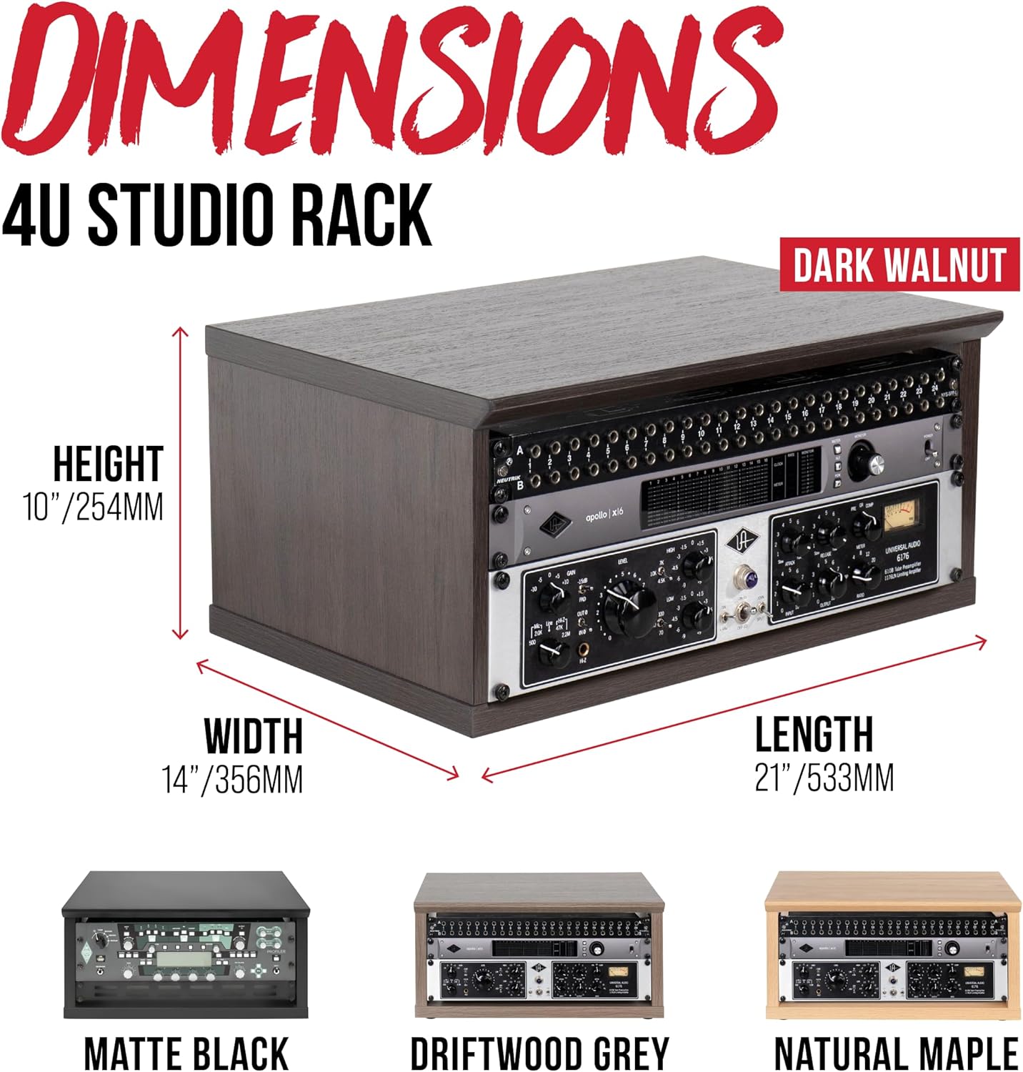 Gator Frameworks Elite Furniture Series 4U Wood Desktop Studio Rack in Standard Black Finish (GFW-ELITERK-4U-BLK)