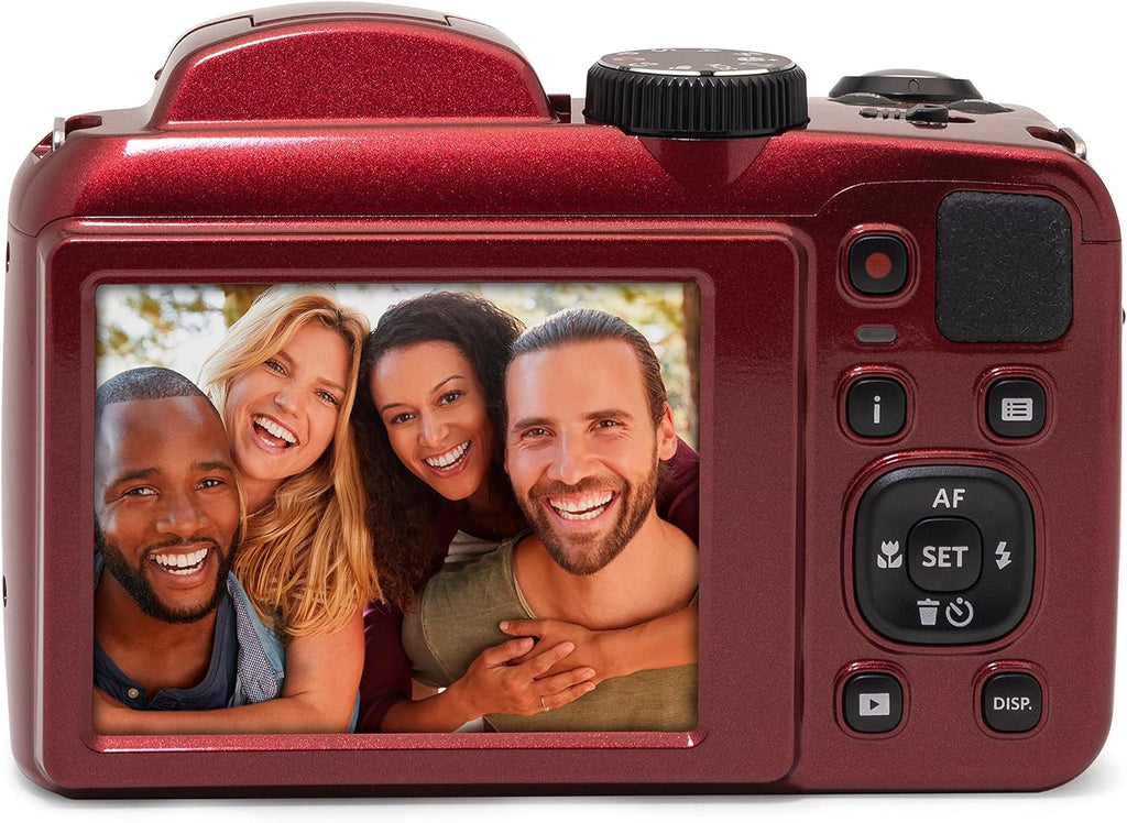 Kodak PIXPRO AZ255-RD 16MP Digital Camera 25X Optical Zoom 24mm Wide Angle Lens Optical Image Stabilization 1080P Full HD Video 3' LCD Vlogging Camera (Red)
