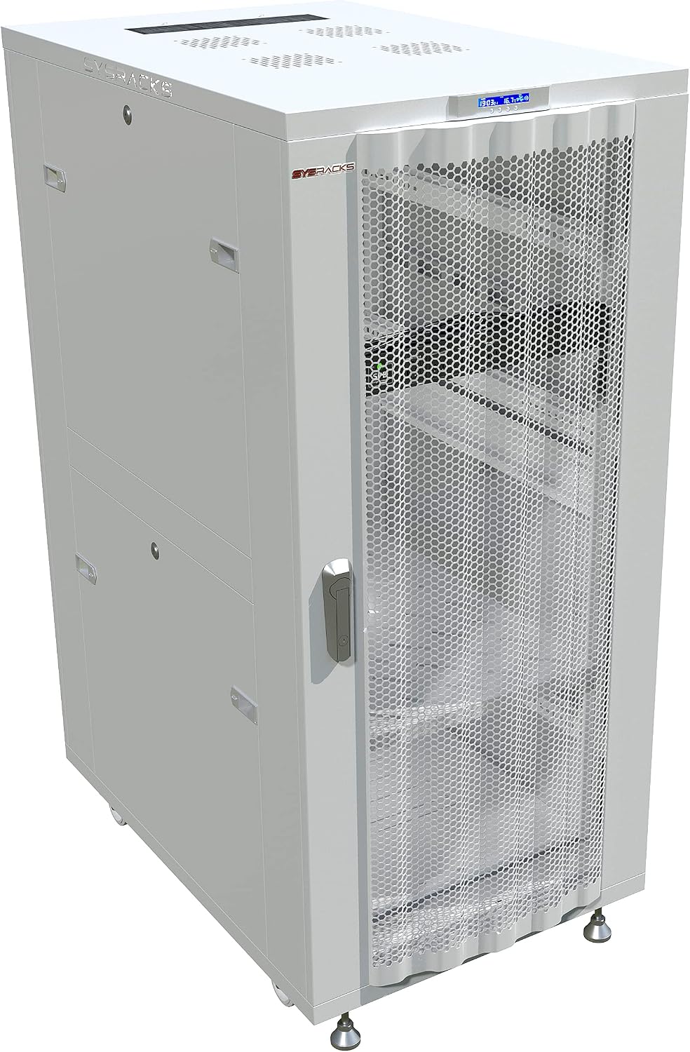 32U 35' Deep Server Rack Cabinet, 19' Floor-Standing Network Enclosure with Mesh Door, LCD Thermostat, 4 Cooling Fans, PDU, Shelf, Locking Panels, Casters, 1600 lb Capacity