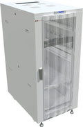 32U 35' Deep Server Rack Cabinet, 19' Floor-Standing Network Enclosure with Mesh Door, LCD Thermostat, 4 Cooling Fans, PDU, Shelf, Locking Panels, Casters, 1600 lb Capacity