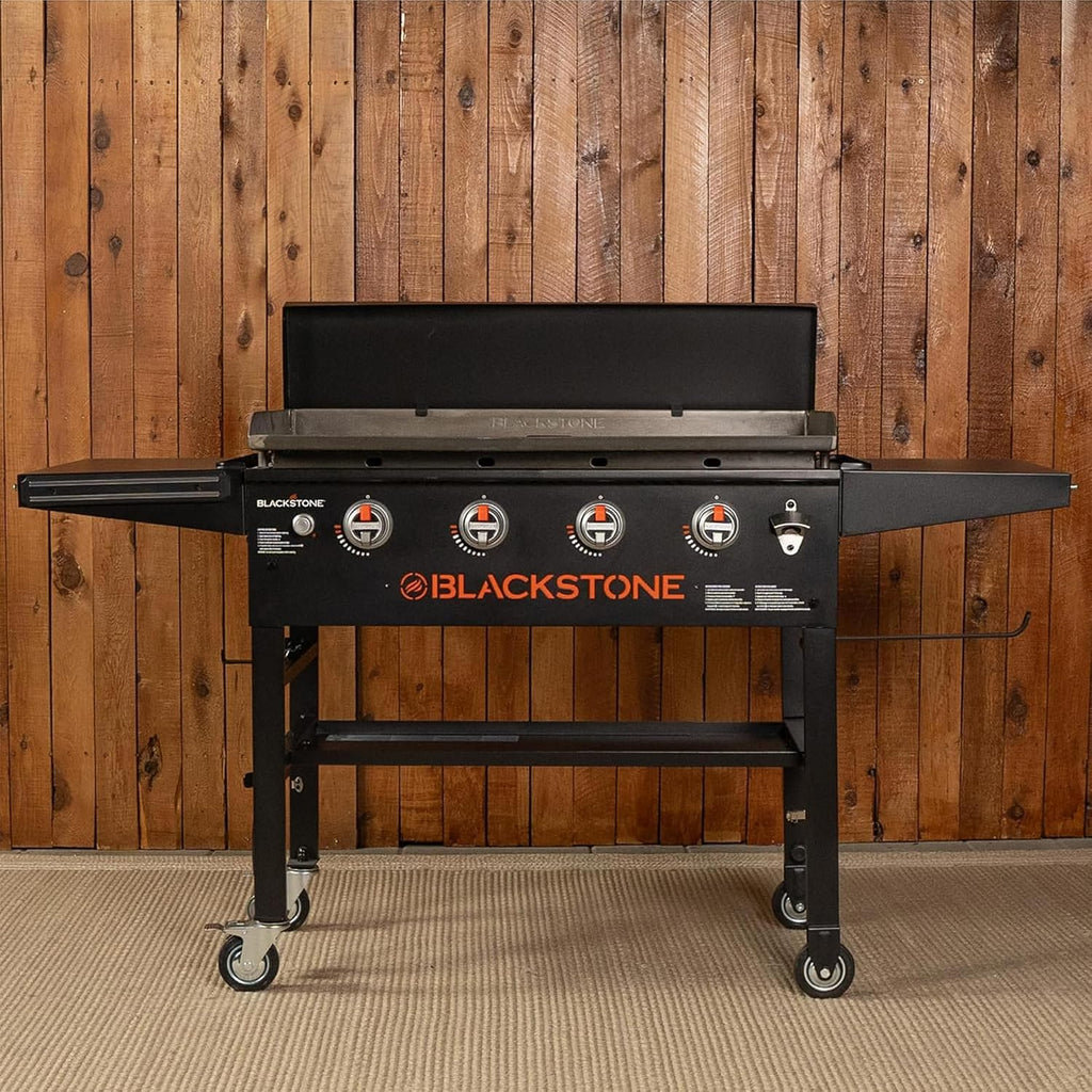 Blackstone Omnivore Outdoor Flat Top Gas Griddle w/Hard Cover, 36' - for Breakfast, BBQ & Grilling w/Steel Cooking Surface, Folding Side Shelves, Rear Grease System & Push-Button Ignition