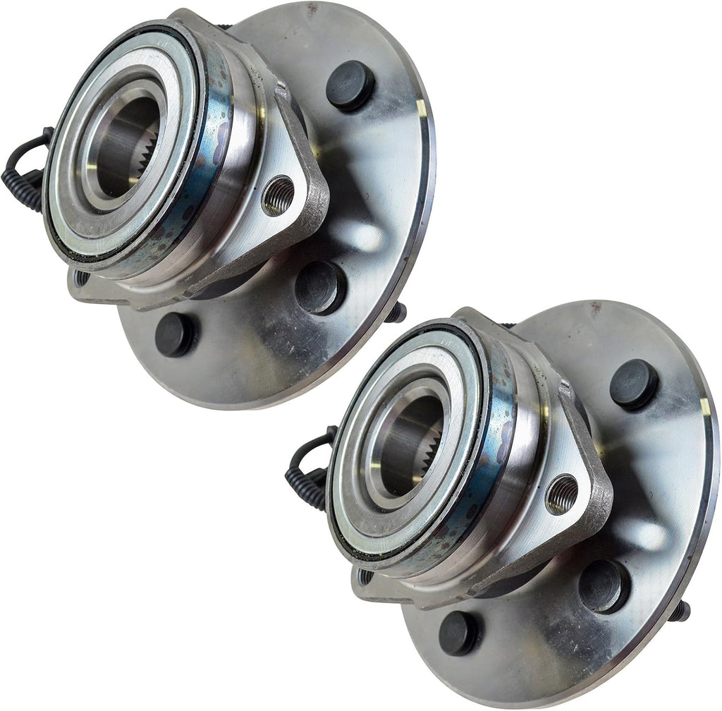 TRQ Front Left and Right Wheel Bearing and Hub Assembly Set 2 Piece Compatible with 1997-99 Ford Expedition 2000 1998-99 Lincoln Navigator 4WD Models