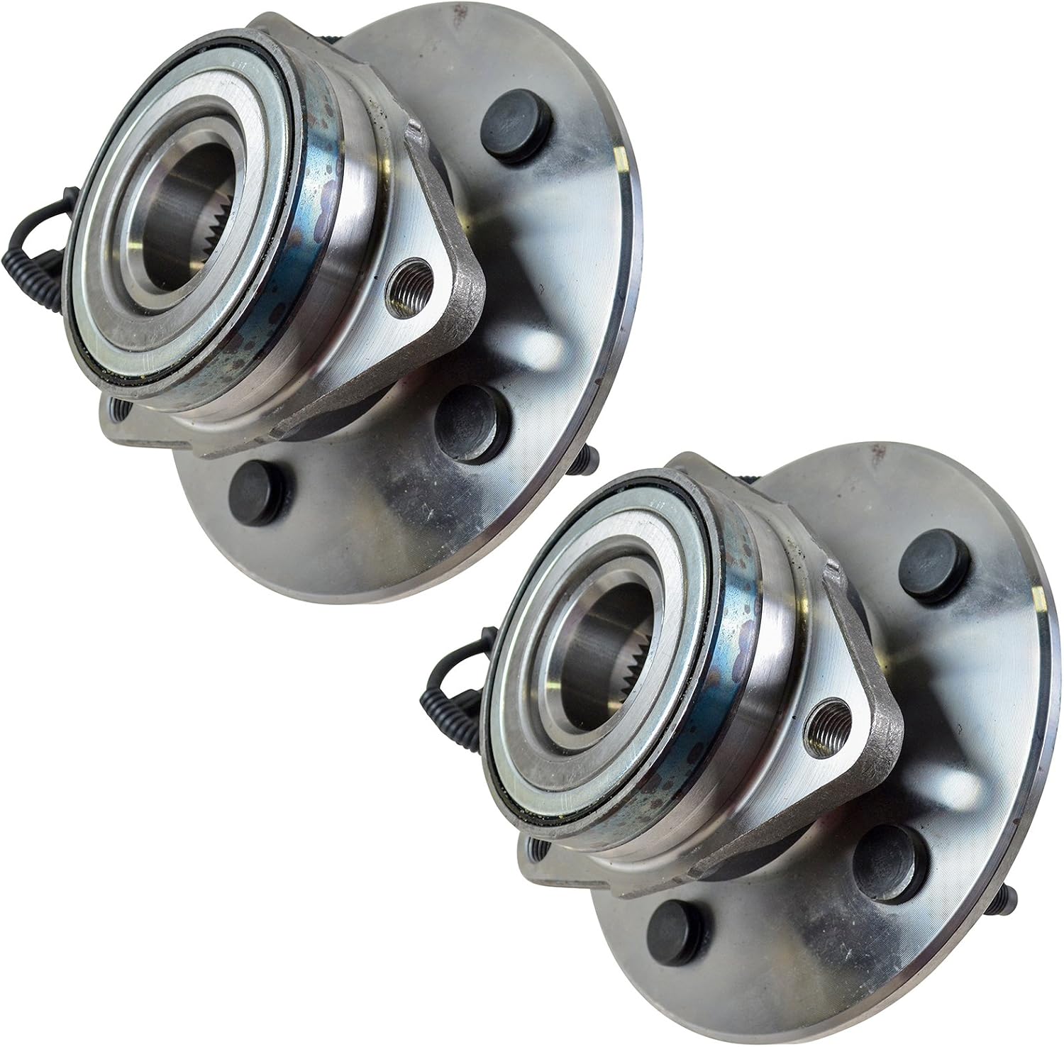 TRQ Front Left and Right Wheel Bearing and Hub Assembly Set 2 Piece Compatible with 1997-99 Ford Expedition 2000 1998-99 Lincoln Navigator 4WD Models