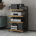 Movable AV Media Stand, 4-Tier Modern Audio Rack Storage Cabinet, Entertainment Center Shelving for Stereo Equipment, Natural Finish, Versatile Media Tower