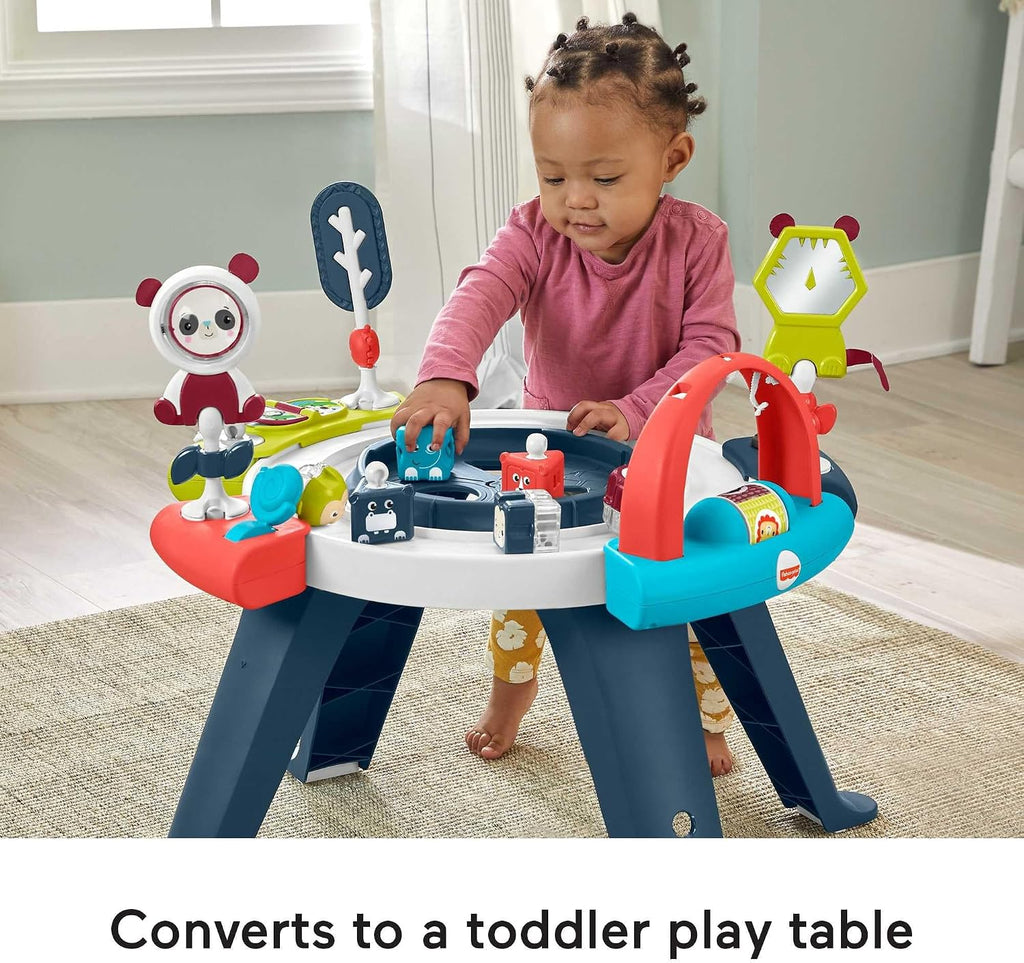 Fisher-Price 3-in-1 Spin & Sort Infant Activity Center and Toddler Play Table, Navy Dashes- Unisex