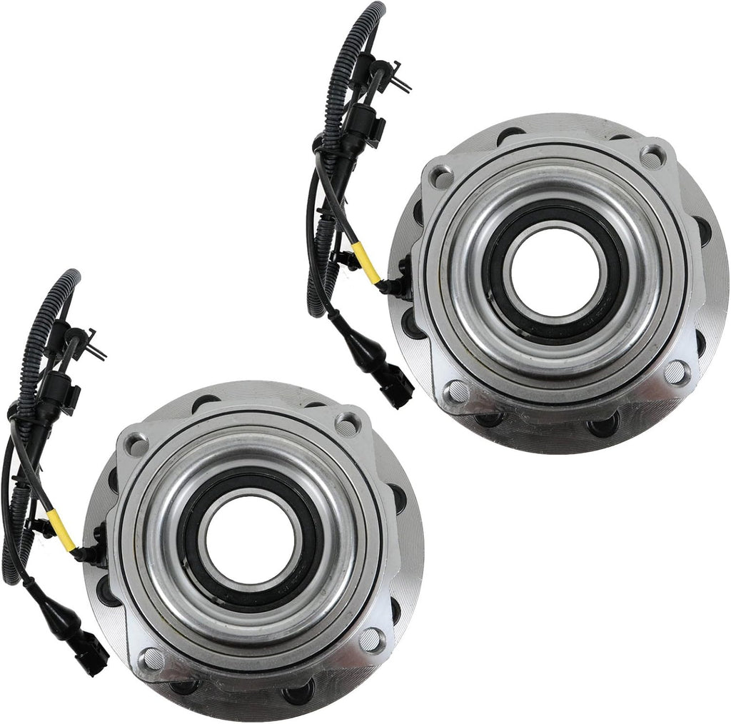 TRQ Front Left and Right Wheel Bearing and Hub Assembly Set 2 Piece Compatible with 05-10 Ford F-250 Super Duty 4WD 05-10 F-350 Super Duty 4WD 10 F-450 Super Duty 4WD 10 F-550 Super Duty 4WD