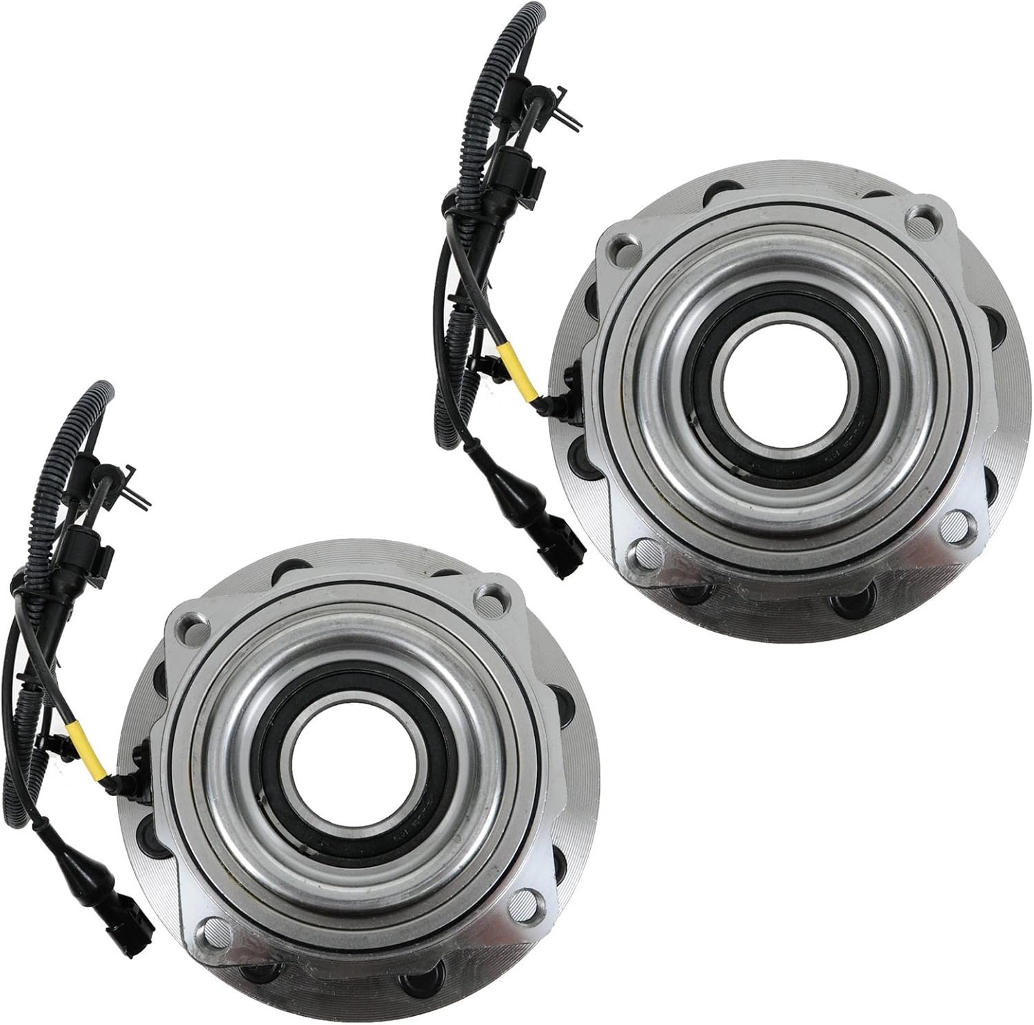 TRQ Front Left and Right Wheel Bearing and Hub Assembly Set 2 Piece Compatible with 05-10 Ford F-250 Super Duty 4WD 05-10 F-350 Super Duty 4WD 10 F-450 Super Duty 4WD 10 F-550 Super Duty 4WD
