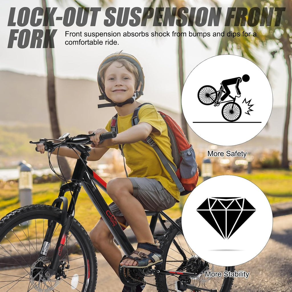 CamPingSurvivals 20/24/26 Inch Mountain Bike for Men/Women, Adult Bicycle with Professional 7 or 21 Speed Shifting, Double Shock Effect, Comfort Saddle and Pretty Look