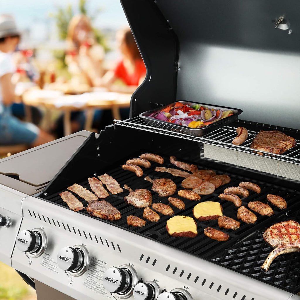 Royal Gourmet GA5403C 5-Burner Propane Gas Grill with Side Burner & Warming Rack, Outdoor BBQ Grill with 74,000 BTUs Output & 738 Sq. in. Cooking Area for Outdoor Barbecue, Coffee