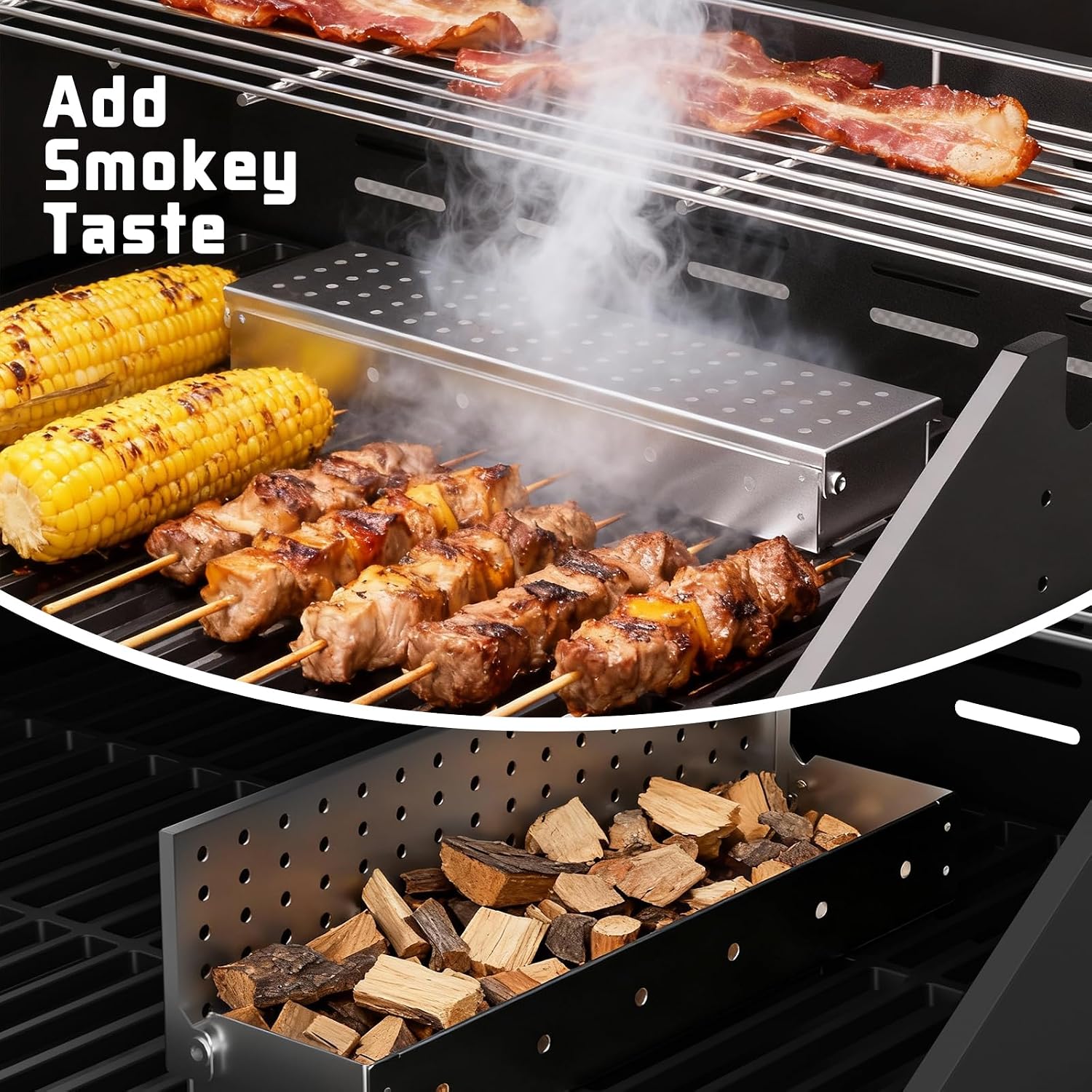 SKOK 5 Burner BBQ Grill with Infrared Side and Rear Burners, Gas Grill with Cast Iron Grates, Outdoor Barbecue Grill 72,000 BTU Output