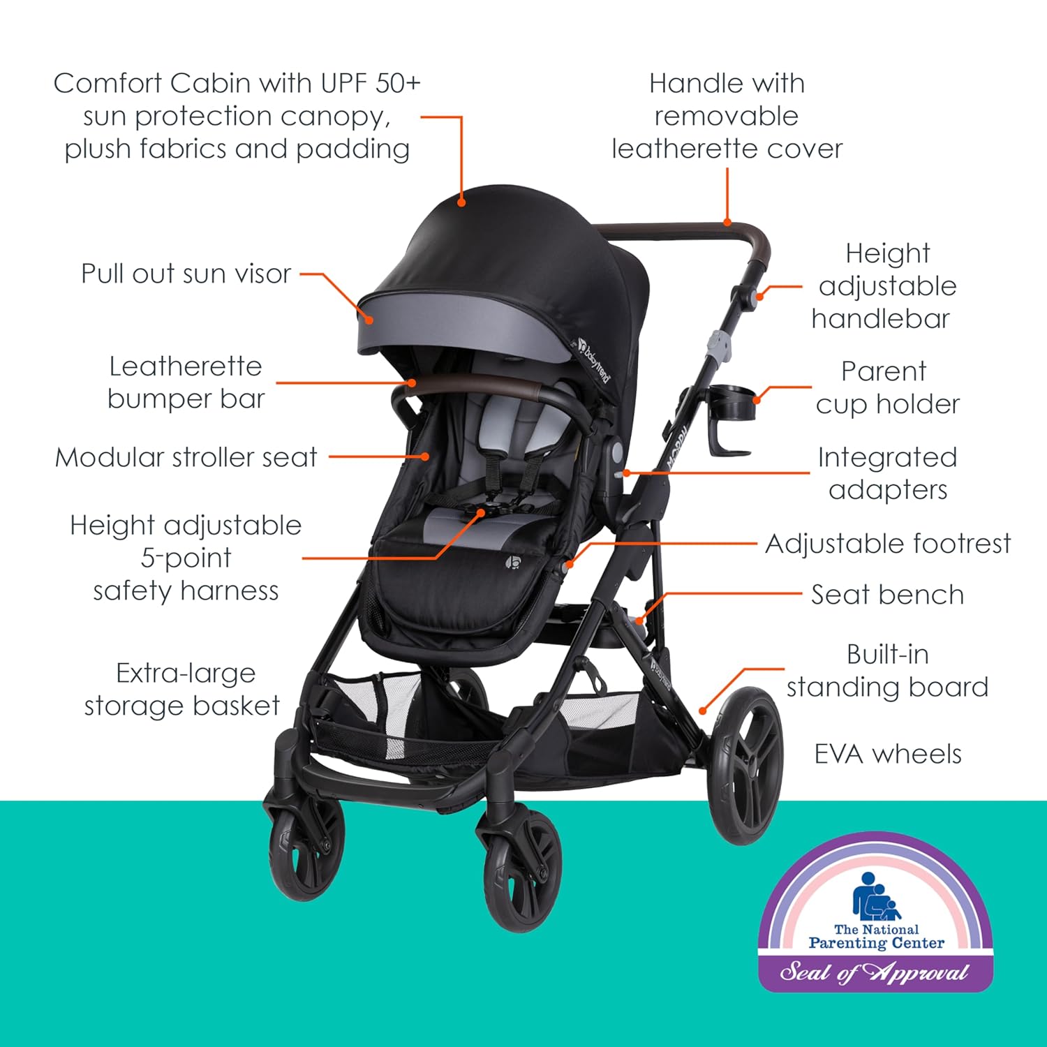 Baby Trend Morph Single to Double Modular Stroller, Dash Black